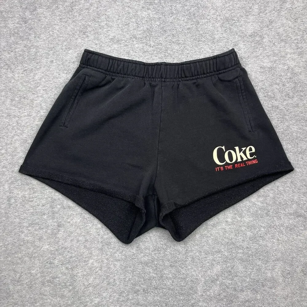 Pacsun Coke Women's Small Sweat Shorts Black Cuffed Pockets